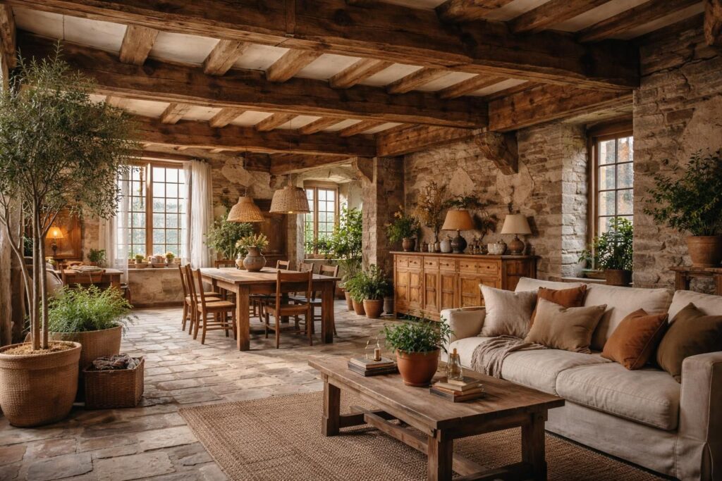 apportez du caractère à votre intérieur en aménageant votre espace avec le charme authentique d'un moulin ancien et des poutres apparentes rustiques.
